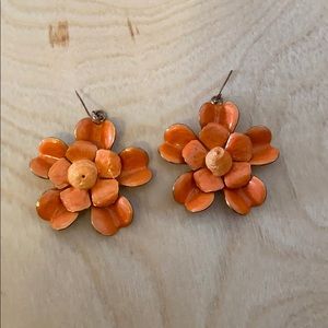 Orange flower earrings
